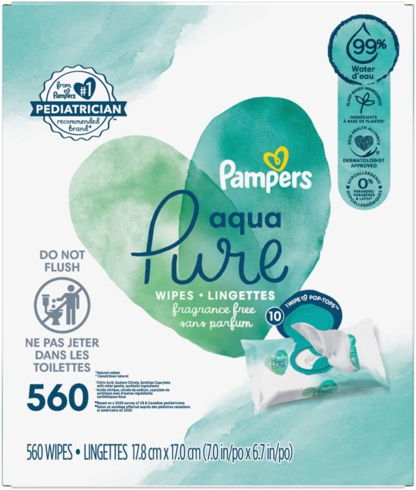 230322144416284_1 Baby Wipes, Pampers Sensitive Water Based Baby Diaper Wipes, Hypoallergenic and Unscented, 8 Pop-Top Packs with 4 Refill Packs for Dispenser Tub, 864 Total Wipes (Packaging May Vary) - Image 1